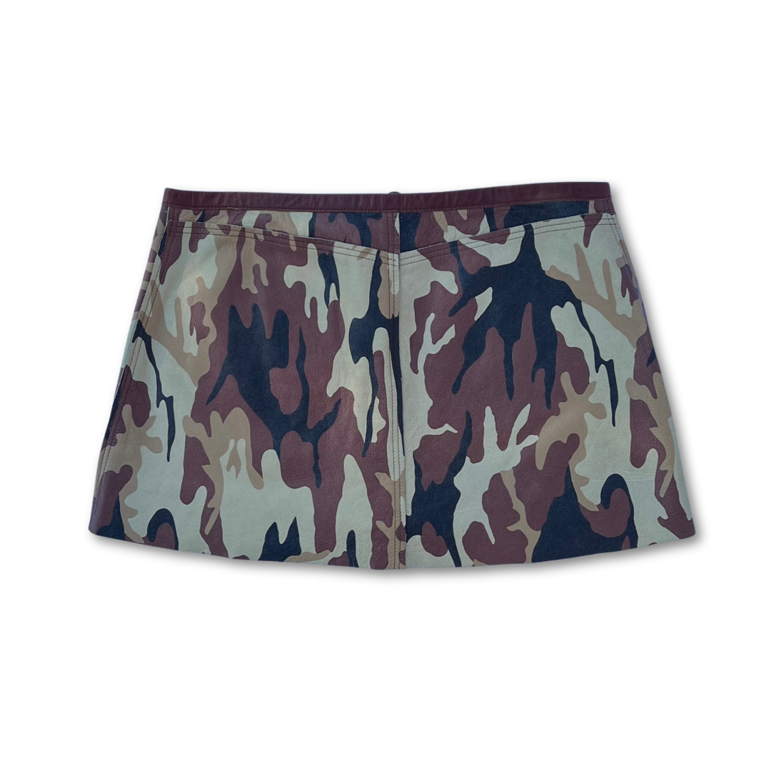 Vintage Leather Camo Mini Skirt