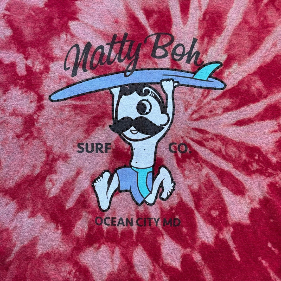 Natty Boh OC Rhinestone Bleach Tie Dye Short Sleeve T Shirt