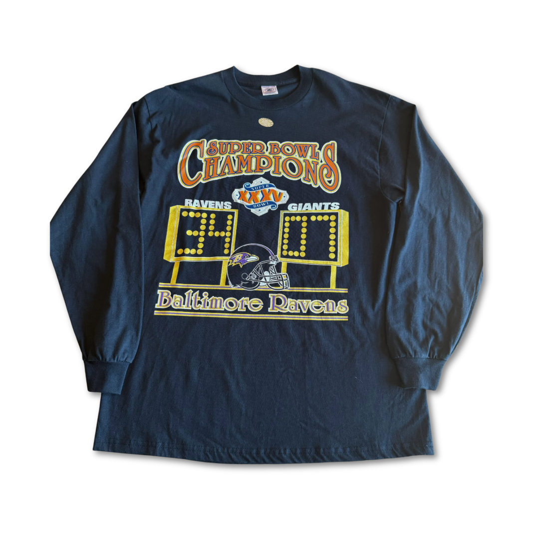 Baltimore Ravens NFL Vintage 2001 Super Bowl XXXV Long Sleeve T Shirt