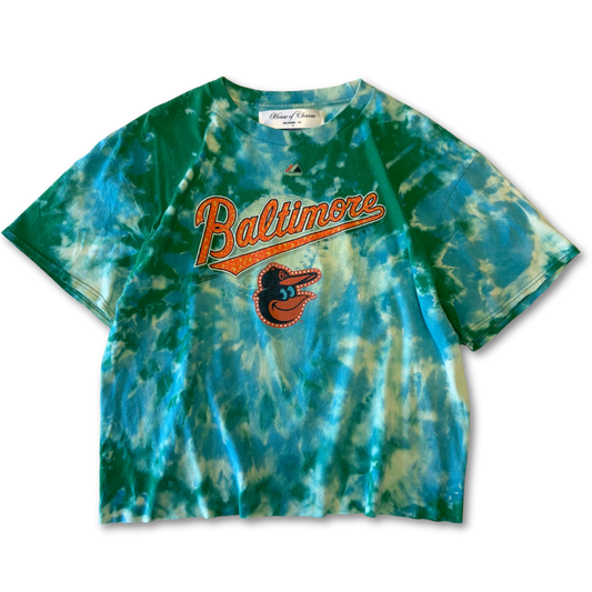 Baltimore Orioles Rhinestone Bleach Tie Dye Short Sleeve T Shirt
