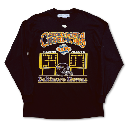 Baltimore Ravens Vintage 2001 Super Bowl XXXV Rhinestone Long Sleeve T Shirt