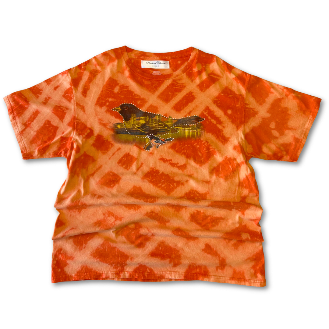 Baltimore Orioles Rhinestone Bleach Tie Dye Short Sleeve T Shirt