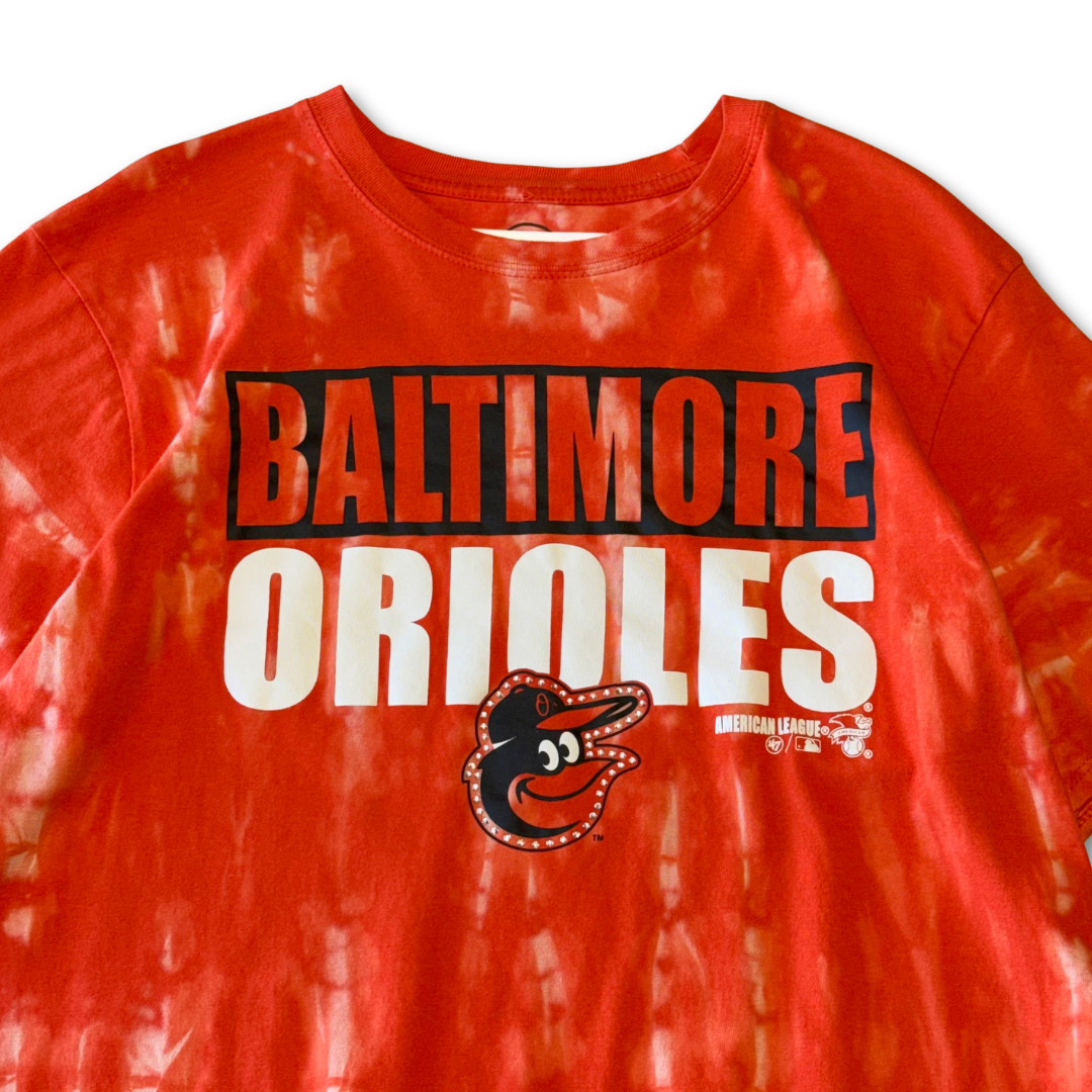 Baltimore Orioles Rhinestone Bleach Tie Dye Short Sleeve T Shirt