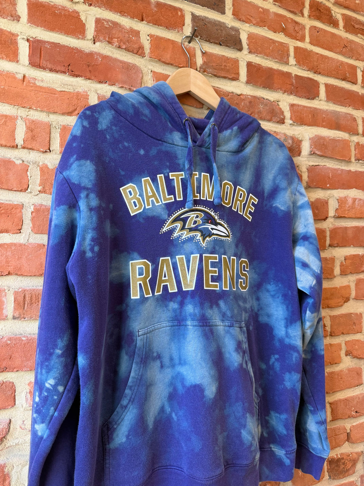 Ravens Bleach Tie Dyed Rhinestone Hoodie