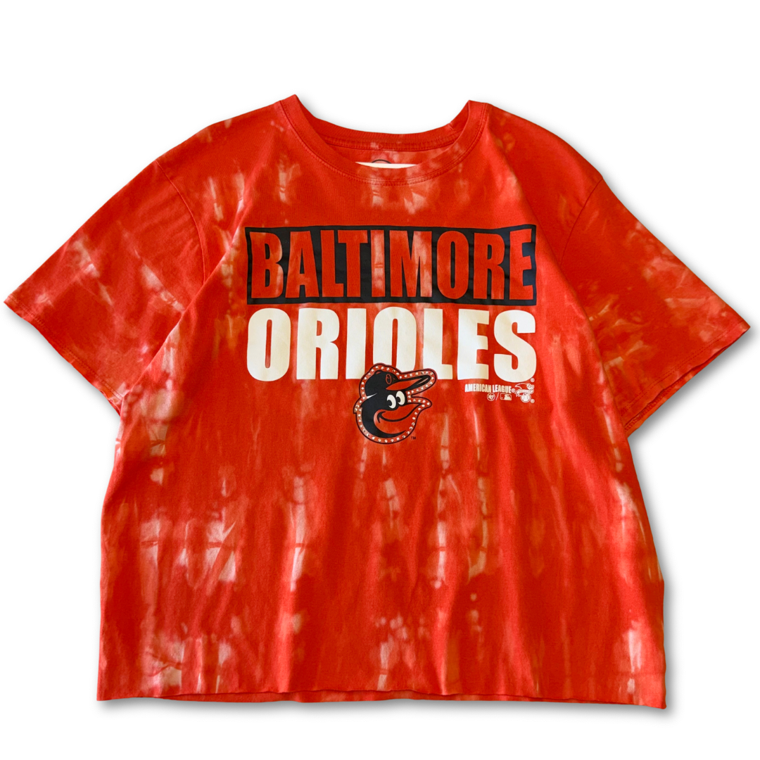 Baltimore Orioles Rhinestone Bleach Tie Dye Short Sleeve T Shirt