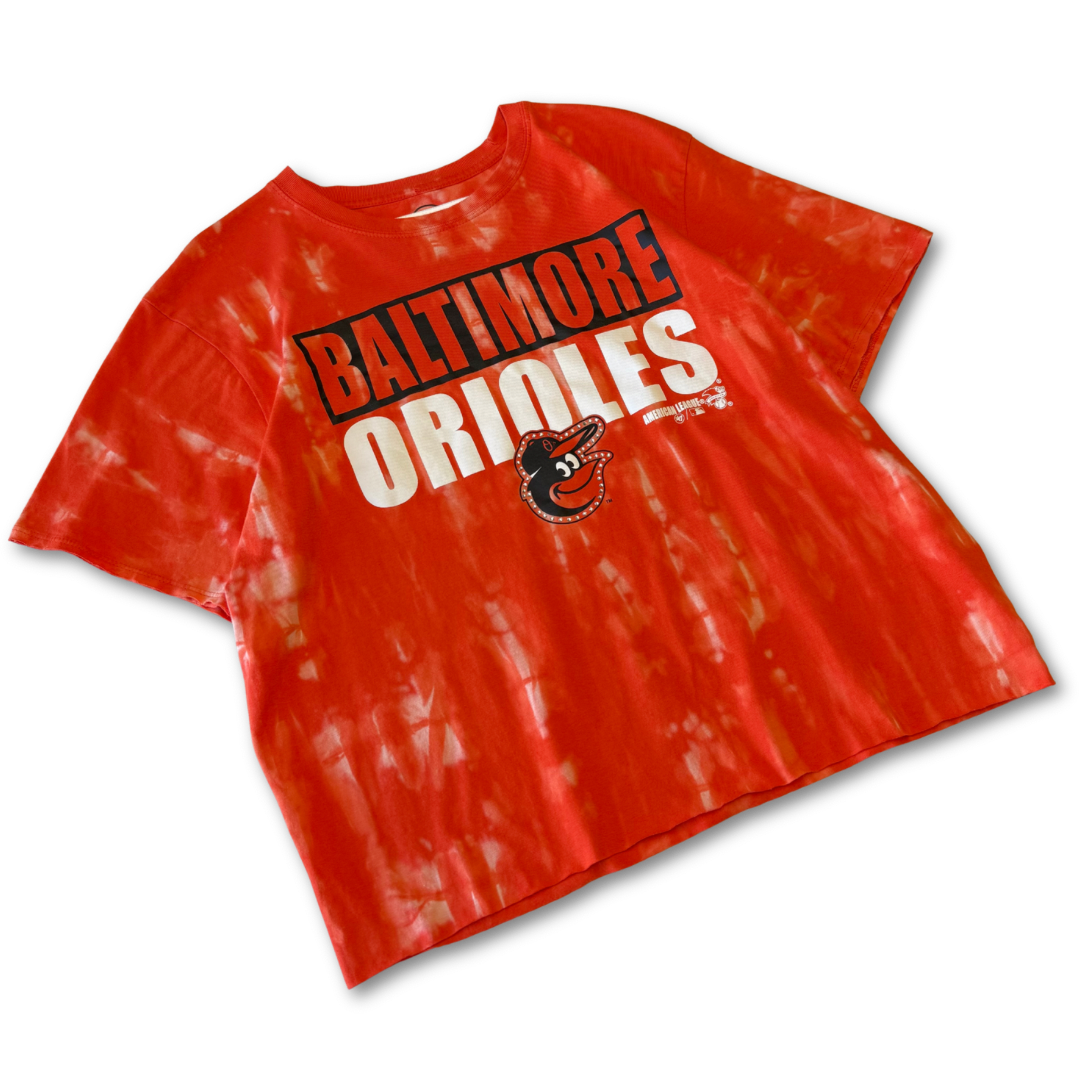 Baltimore Orioles Rhinestone Bleach Tie Dye Short Sleeve T Shirt