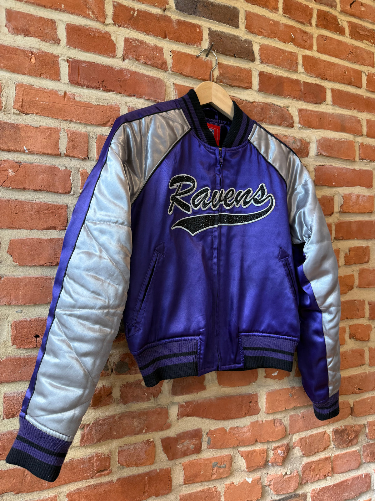 Vintage Ravens Satin Bomber Jacket