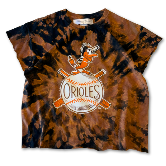 Baltimore Orioles Rhinestone Bleach Tie Dye Muscle T Shirt