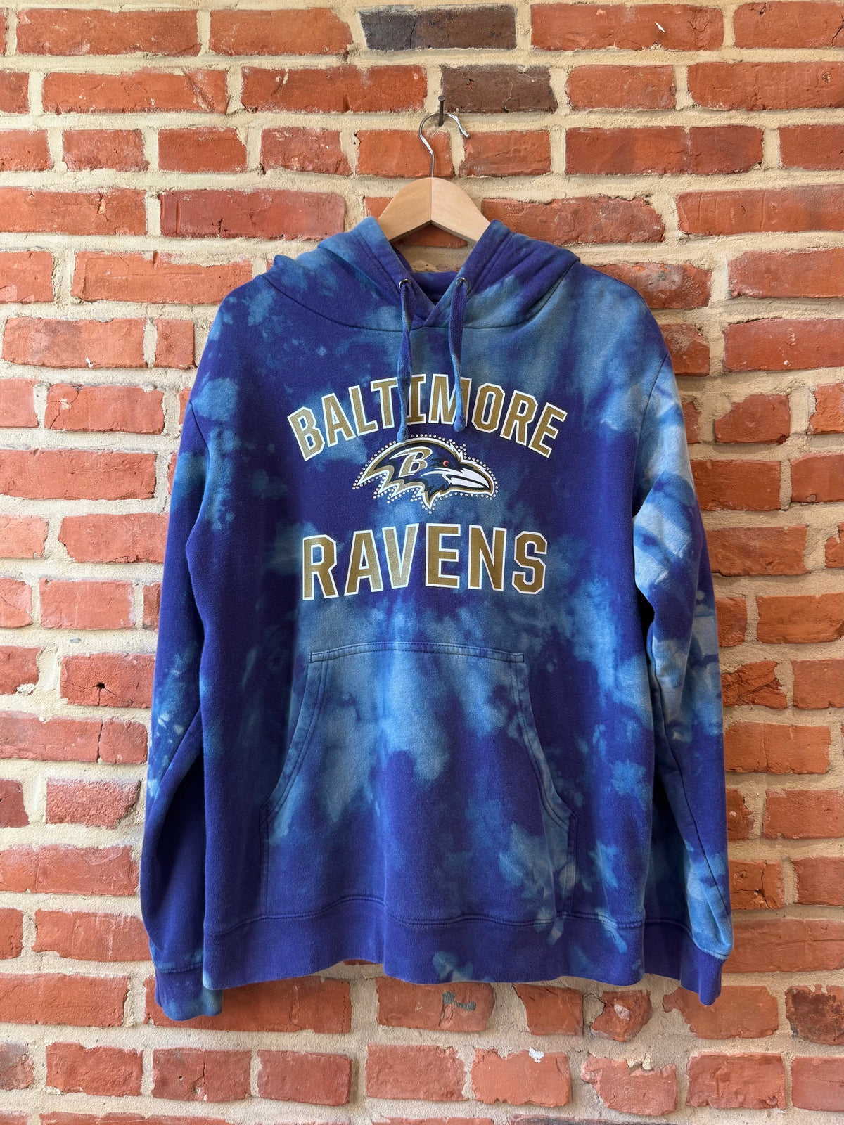 Ravens Bleach Tie Dyed Rhinestone Hoodie
