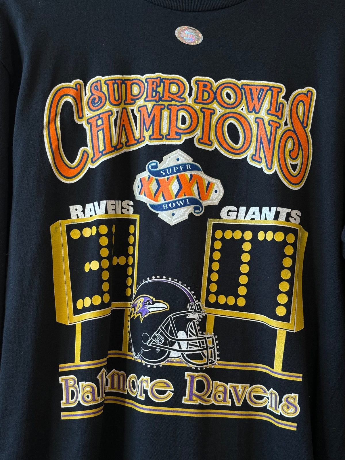 Baltimore Ravens Vintage 2001 Super Bowl XXXV Rhinestone Long Sleeve T Shirt