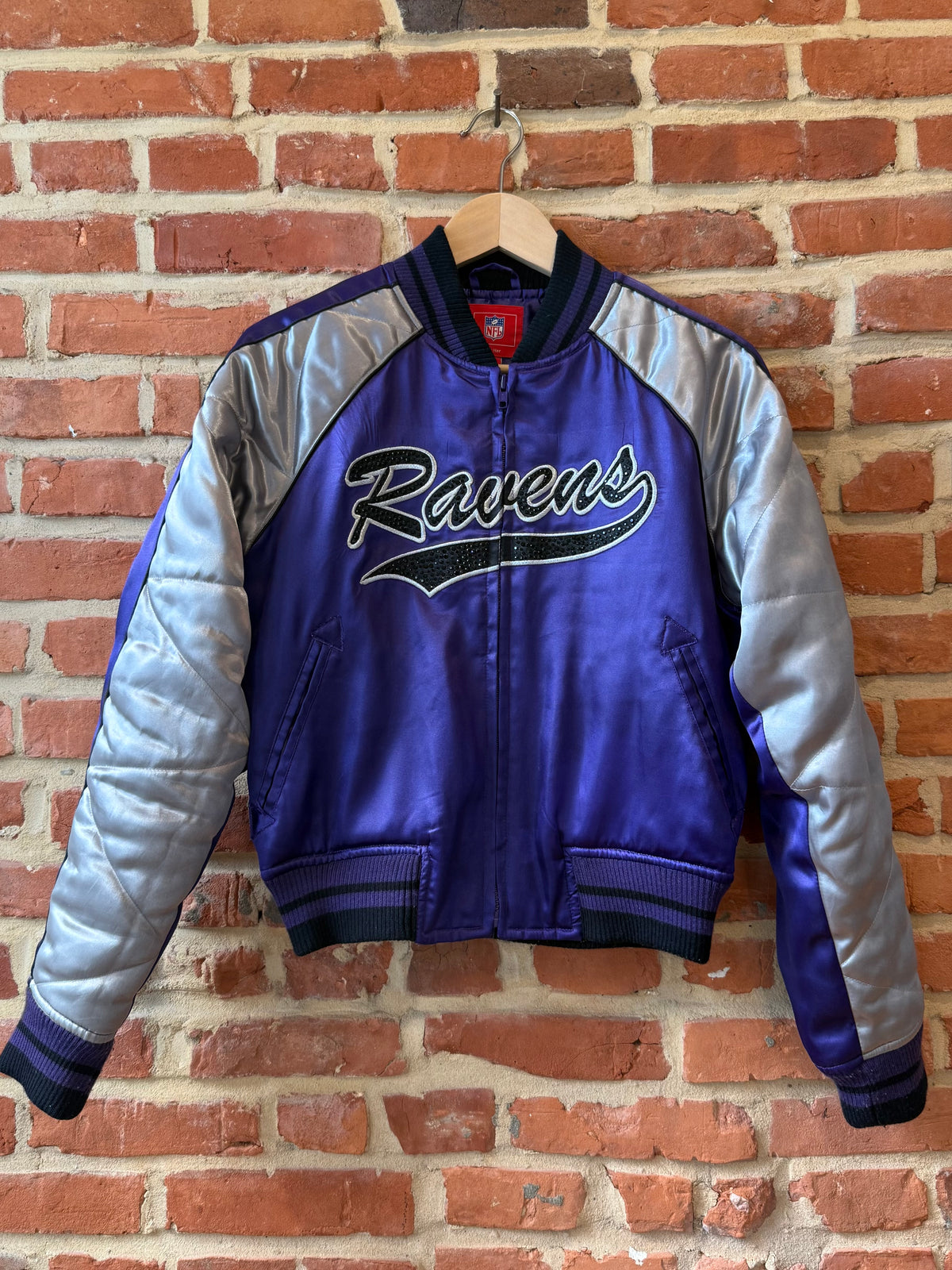 Vintage Ravens Satin Bomber Jacket