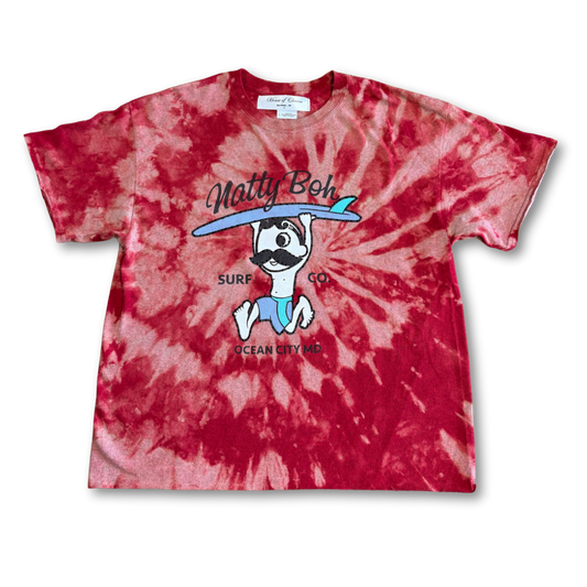 Natty Boh OC Rhinestone Bleach Tie Dye Short Sleeve T Shirt