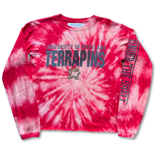 UMD Bleach Tie Dye Rhinestone Long Sleeve T Shirt