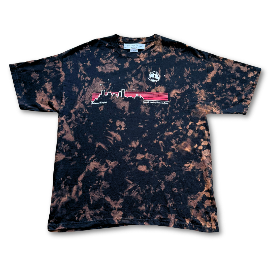 Natty Boh Baltimore Rhinestone Bleach Tie Dye Short Sleeve T Shirt