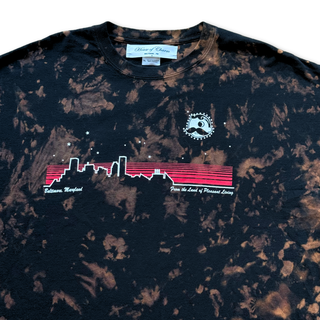 Natty Boh Baltimore Rhinestone Bleach Tie Dye Short Sleeve T Shirt