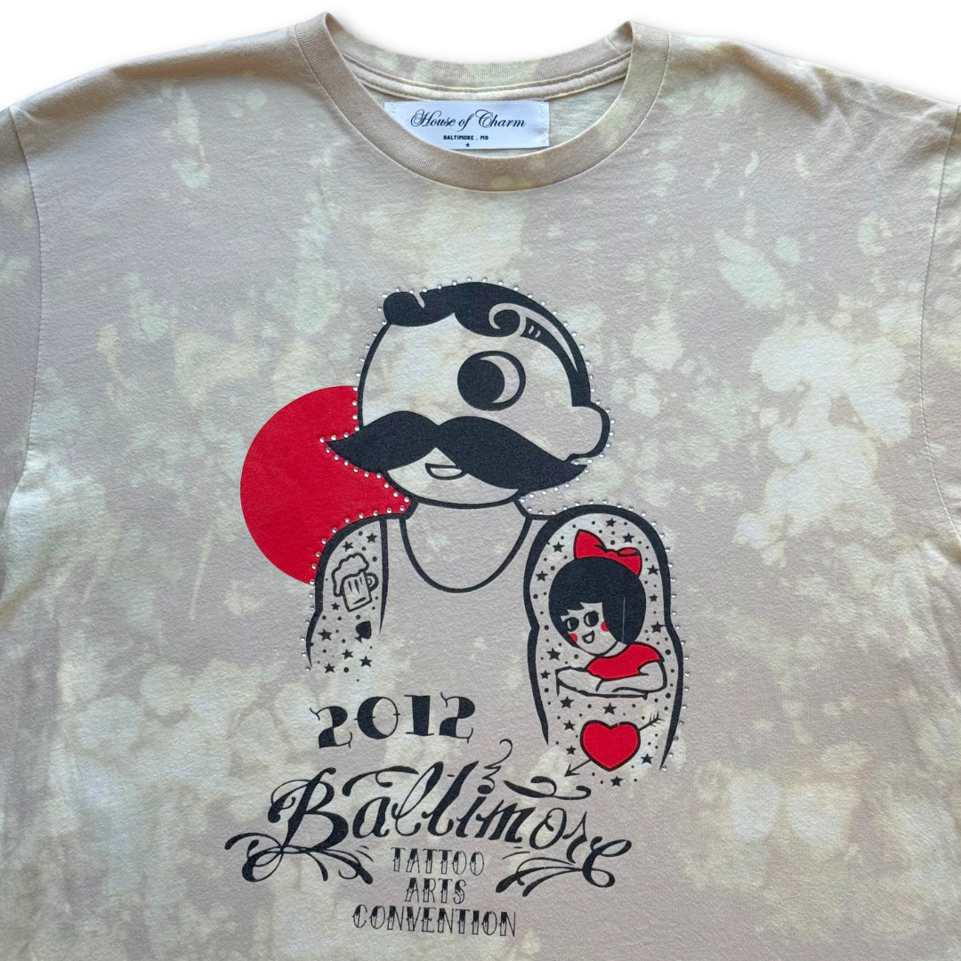 Natty Boh Baltimore  Rhinestone Bleach Tie Dye Short Sleeve T Shirt