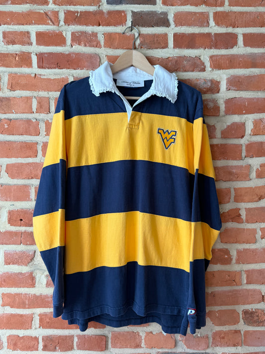 WVU Rhinestone Lace Rugby Polo
