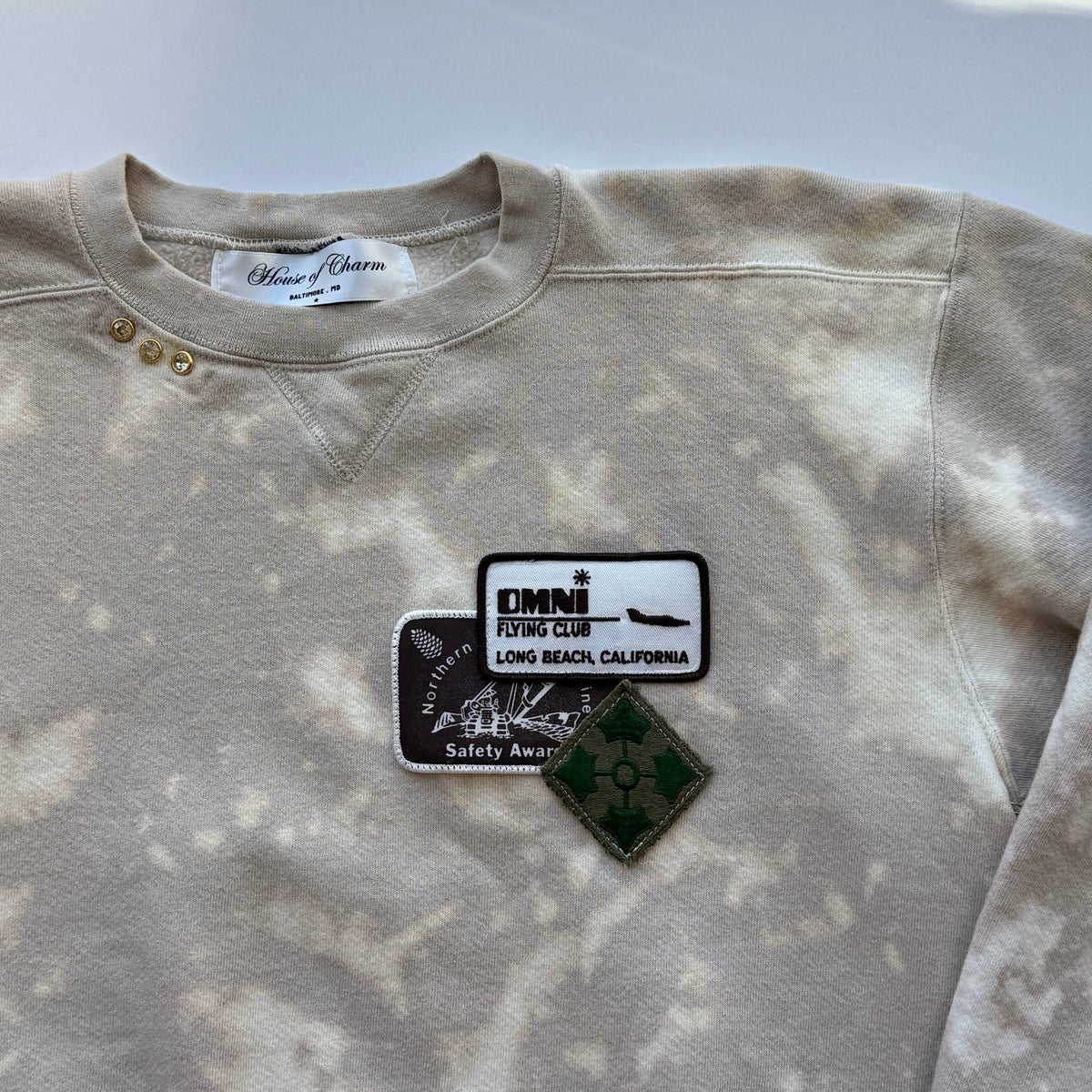 Bleached & Patched ‘Desert Camo’ Crewneck