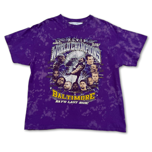 Baltimore Ravens 2012 Superbowl XLVII Studded Bleach Tie Dye Short Sleeve T Shirt