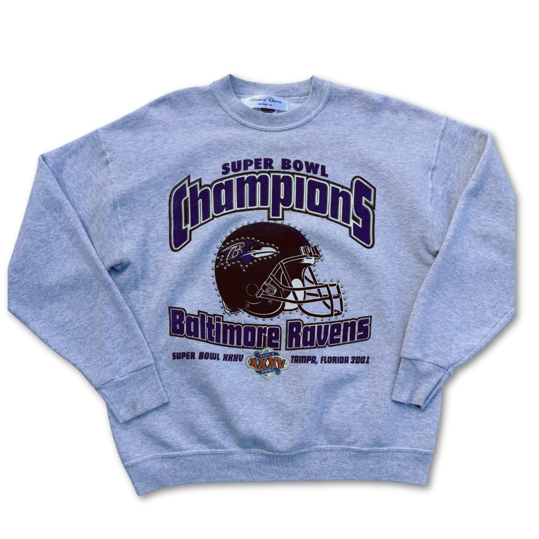 Baltimore Ravens Vintage 2001 Super Bowl XXXV Studded Crewneck