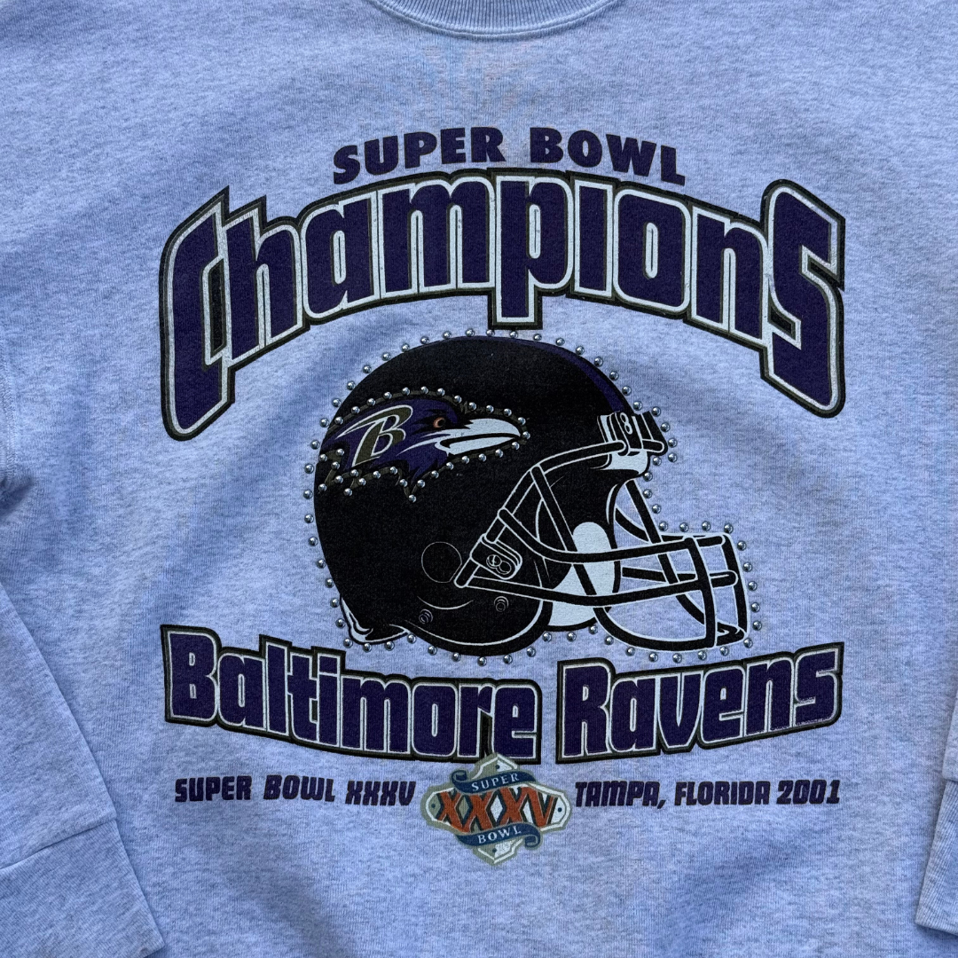 Baltimore Ravens Vintage 2001 Super Bowl XXXV Studded Crewneck